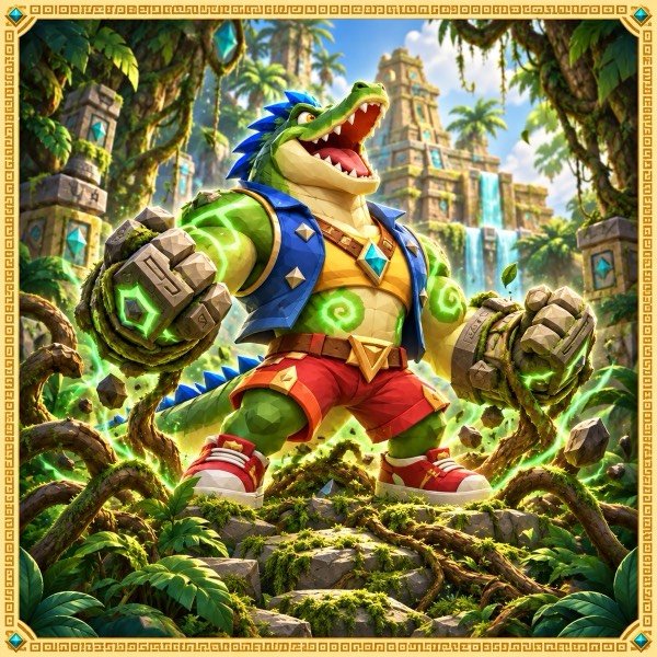 Tatazo as a Monster, with glowing stone fists