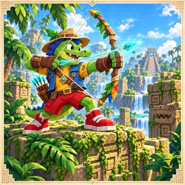 Tatazo as a Shooter, drawing a bow