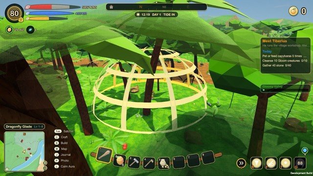 Aegis of the River in action, a golden dome sheltering the party